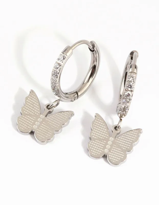 Surgical Steel Butterfly Charm Huggie Earrings sold by lovisa