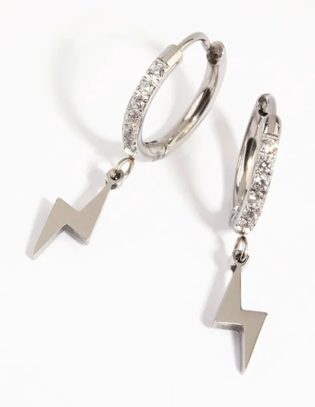 Surgical Steel Cubic Zirconia Lightning Bolt Huggie Earrings sold by lovisa