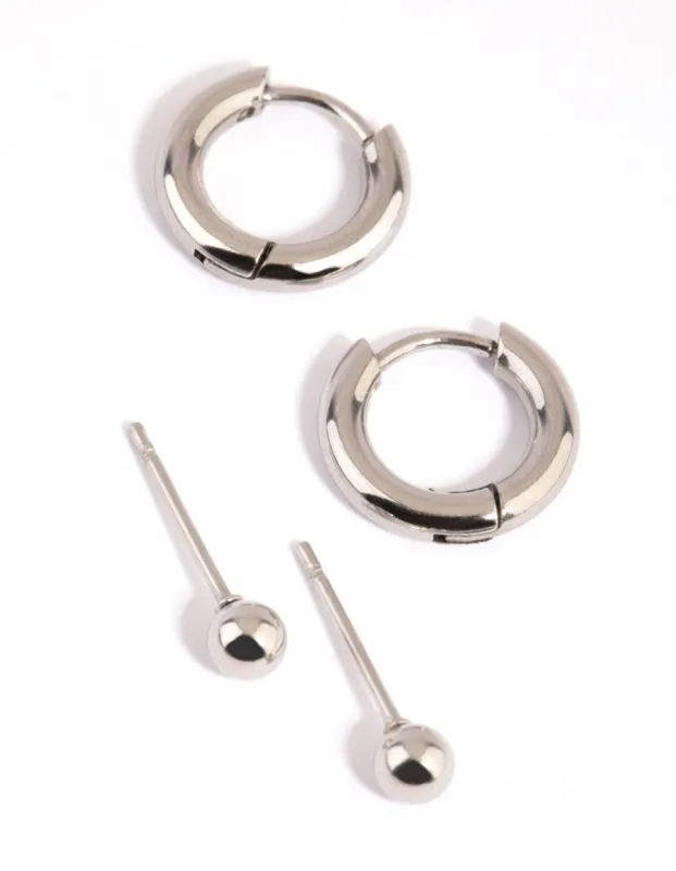 Surgical Steel Stud & Huggie Earring Set sold by lovisa