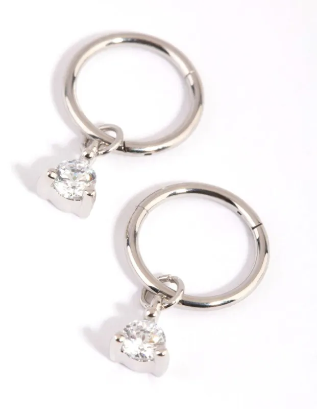 Surgical Steel Cubic Zirconia Charm Sleeper Earrings sold by lovisa