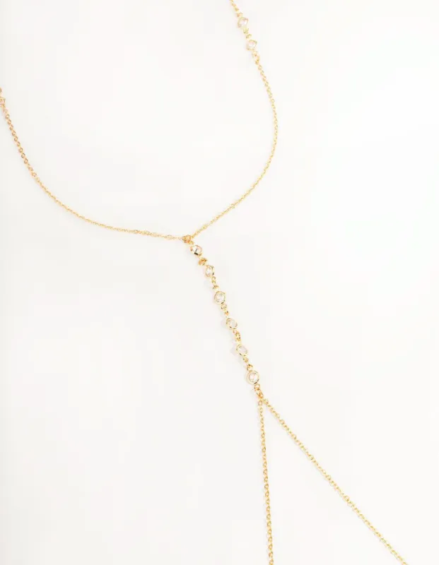 Gold Cubic Zirconia Centre Body Chain sold by lovisa
