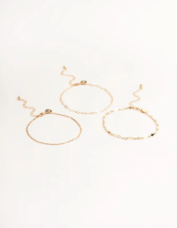 Gold Linked Diamond Anklet Pack sold by lovisa