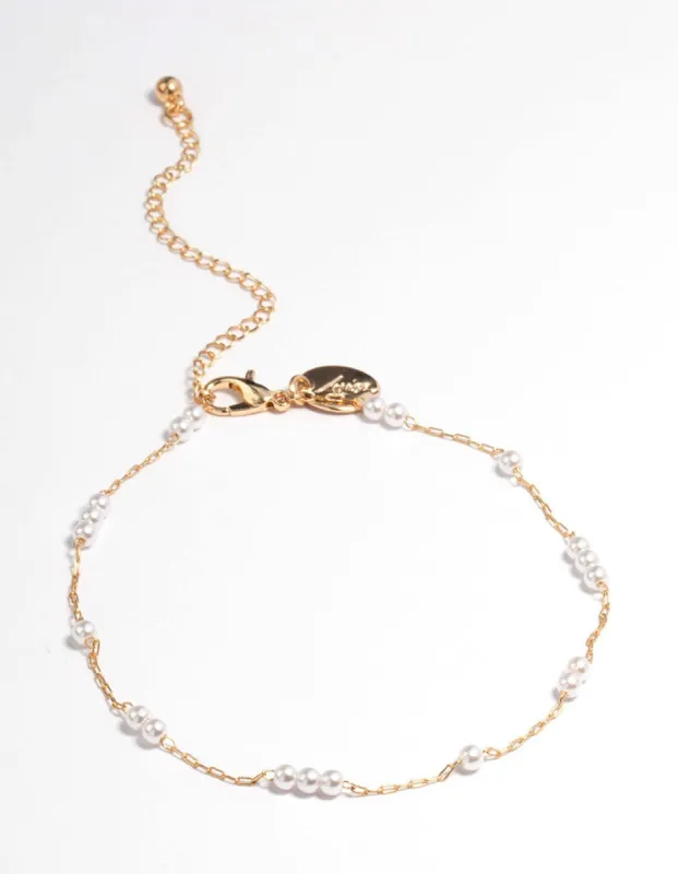 Gold Dainty Pearl Anklet sold by lovisa
