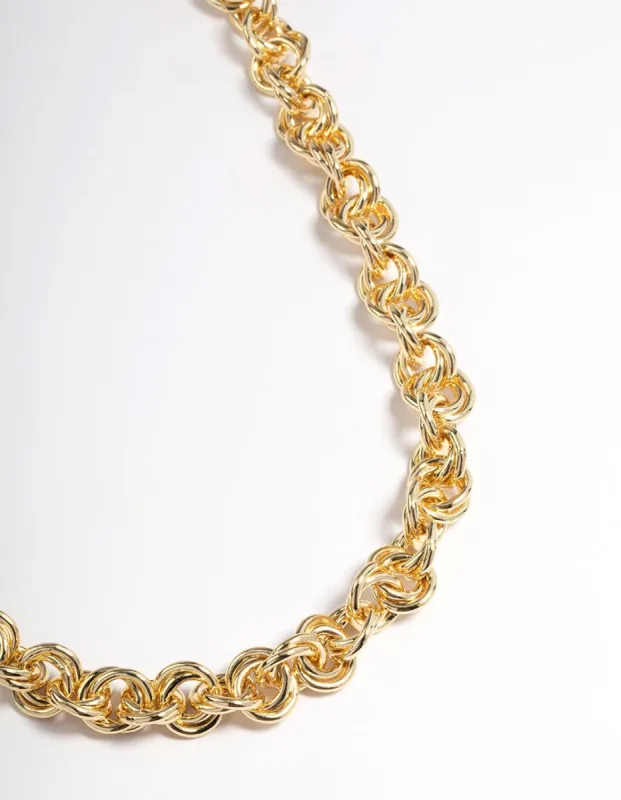Gold Plated Brass Chain Link Necklace sold by lovisa