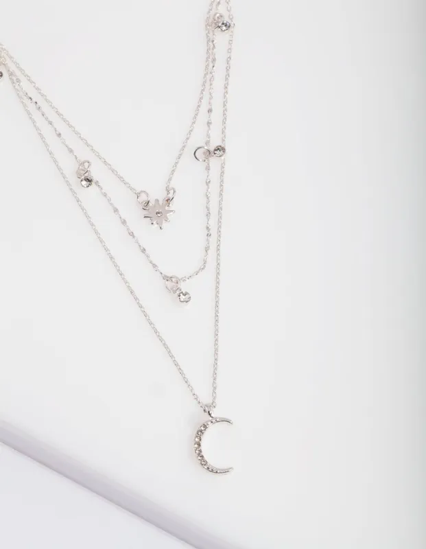 Silver Celestial Diamante Layered Necklace sold by lovisa