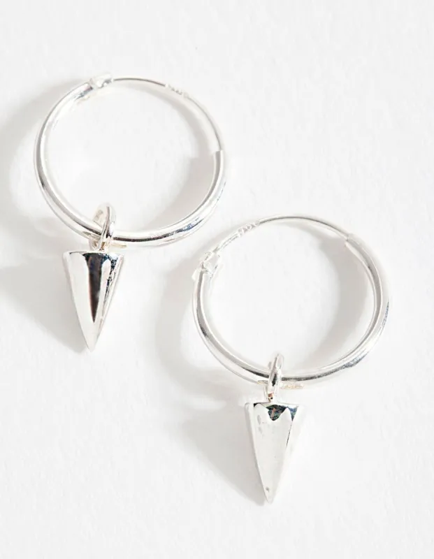 Sterling Silver Spike Dangle Hoop Earrings sold by lovisa