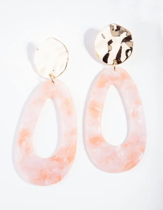 Gold Hammered Acrylic Drop Earrings sold by lovisa