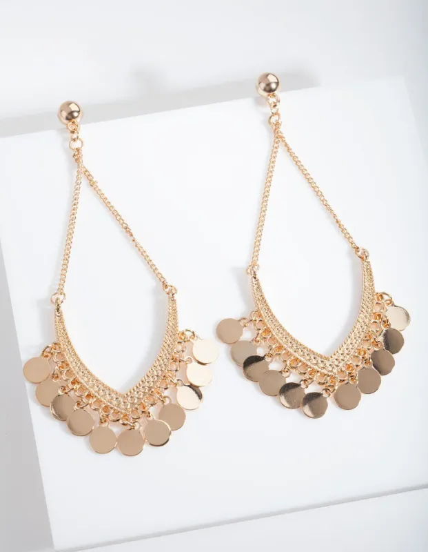 Gold Small Disc Drop Earrings sold by lovisa