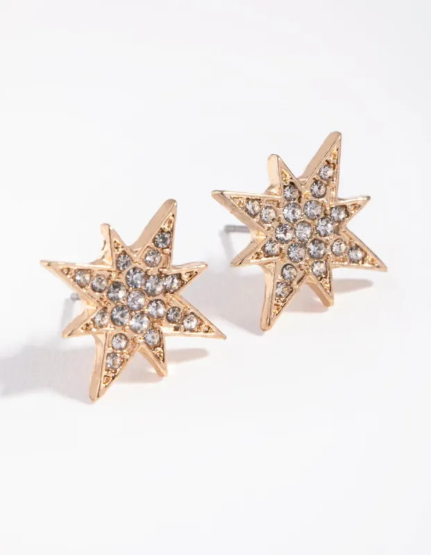 Gold Celestial Burst Stud Earrings sold by lovisa