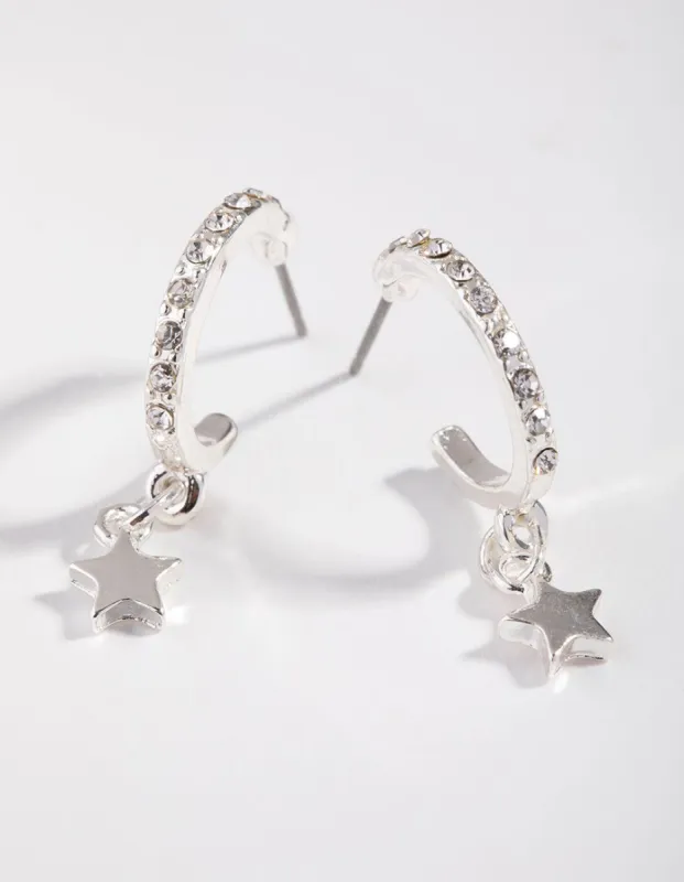 Silver Diamante Star Huggie Earrings sold by lovisa