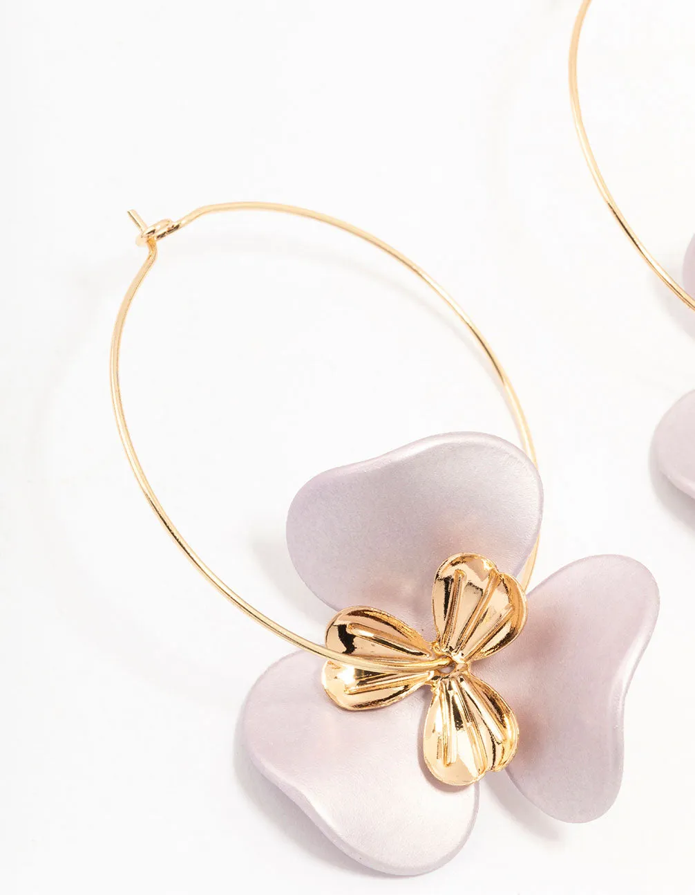 Large Flower Gold Wire Hoop Earrings sold by lovisa product image thumbnail 2