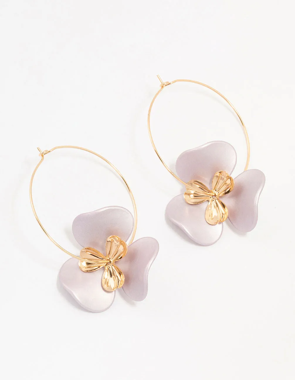 Large Flower Gold Wire Hoop Earrings sold by lovisa