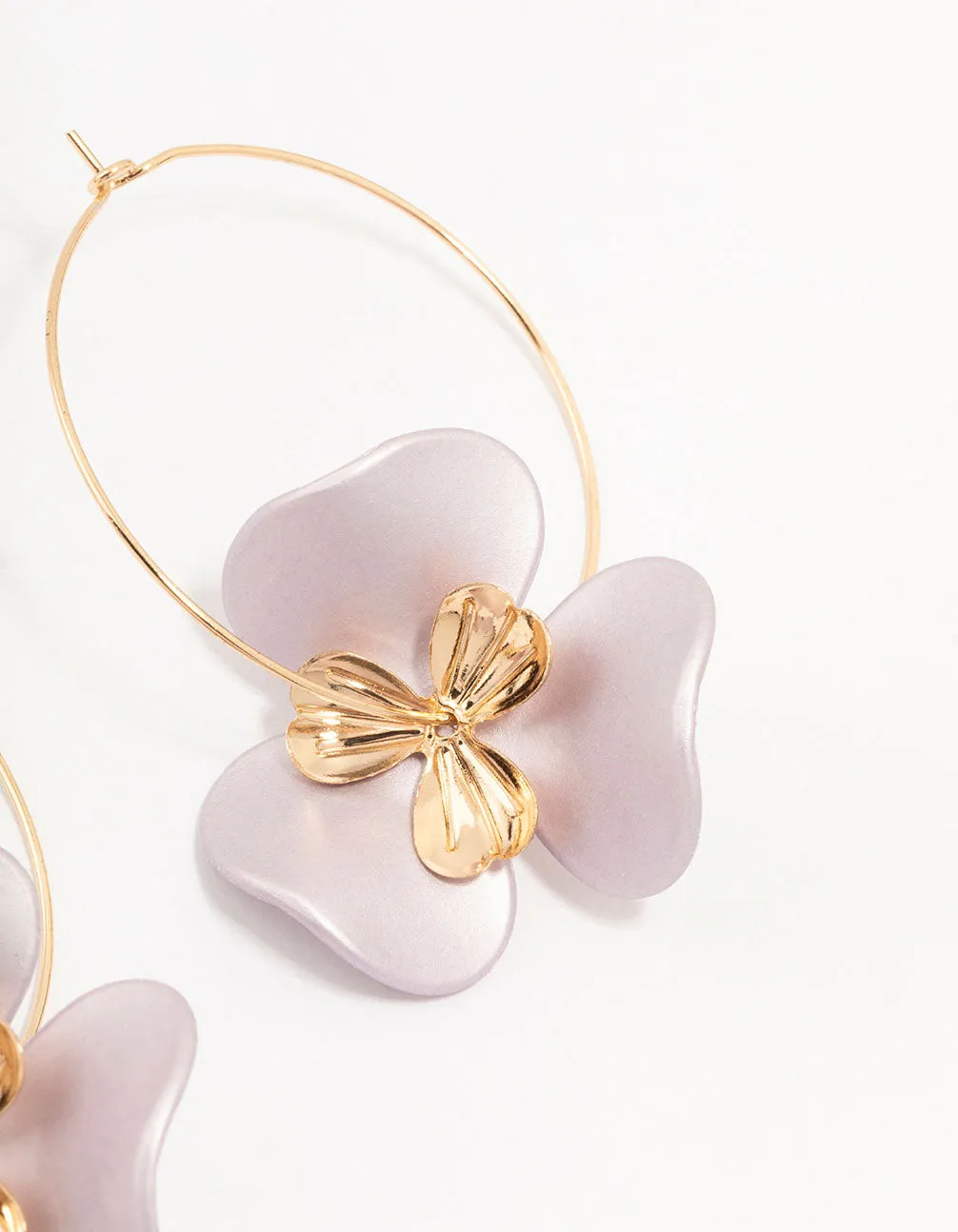 Large Flower Gold Wire Hoop Earrings sold by lovisa product image thumbnail 3
