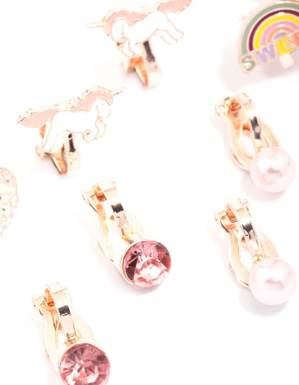 Kids Rose Gold Unicorn Clip-On Earrings 5-Pack sold by lovisa product image thumbnail 3