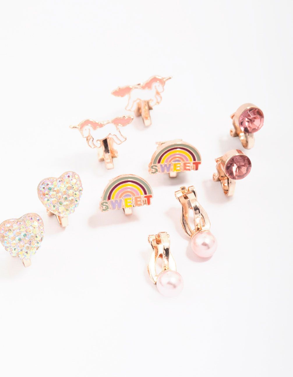 Kids Rose Gold Unicorn Clip-On Earrings 5-Pack sold by lovisa product image thumbnail 2