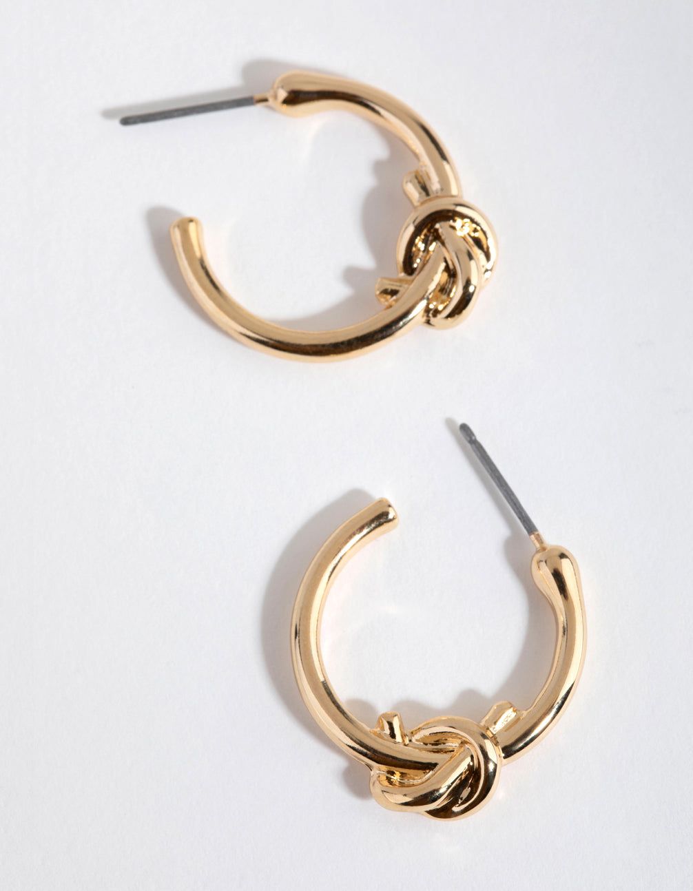 Gold Knot Detail Hoop Earrings sold by lovisa