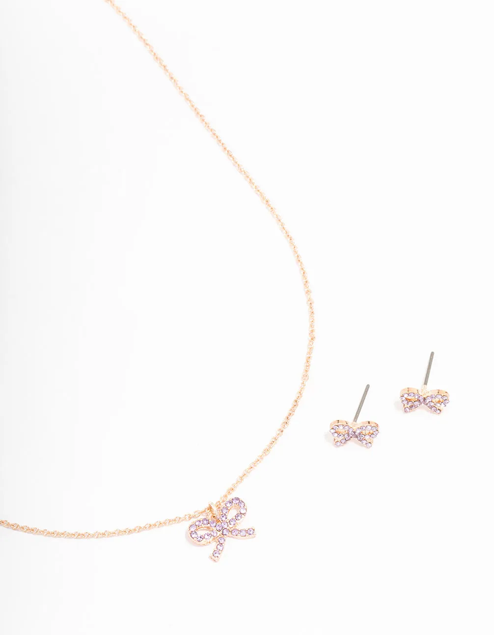Rose Gold Bow Diamante Jewellery Set sold by lovisa