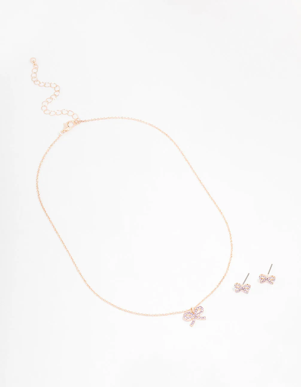 Rose Gold Bow Diamante Jewellery Set sold by lovisa product image thumbnail 2