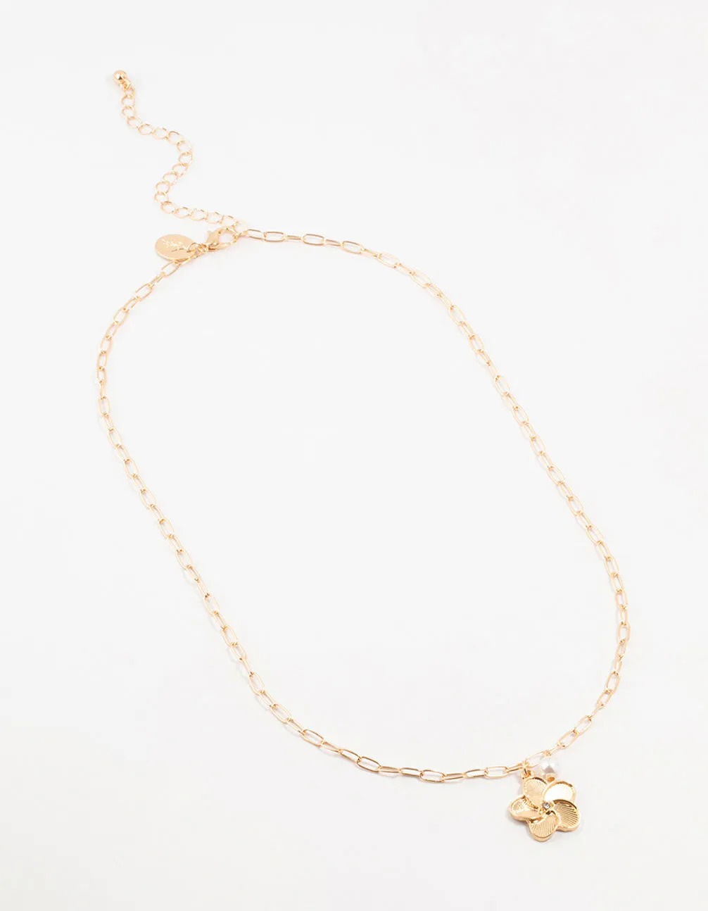 Gold Paperclip Flower Pearl Necklace sold by lovisa product image thumbnail 2