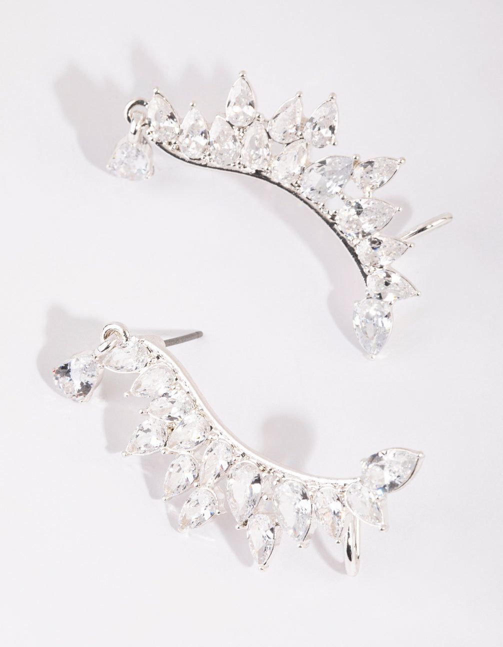 Silver Cubic Zirconia Statement Pear Cuff Earrings sold by lovisa