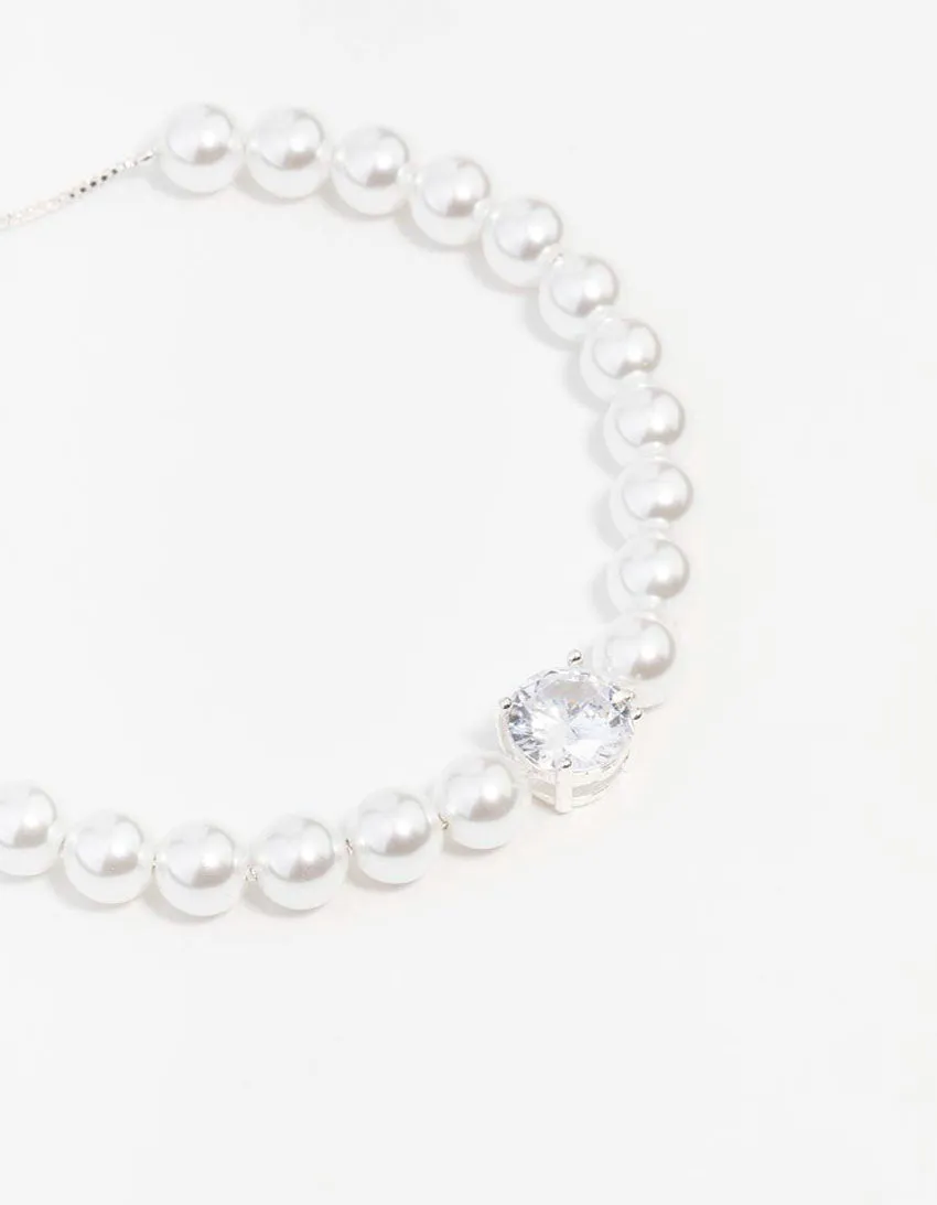 Silver Cubic Zirconia Pearl Toggle Bracelet sold by lovisa product image thumbnail 2