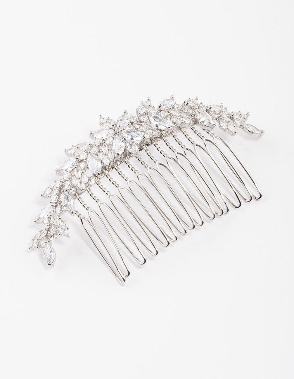 Rhodium Cubic Zirconia Floral Arch Hair Comb sold by lovisa