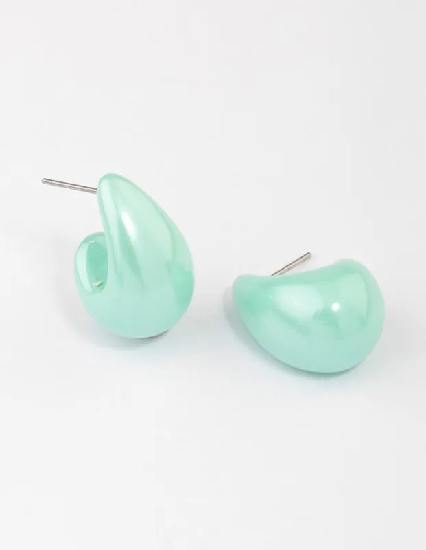 Aqua Droplet Teardrop Huggie Earrings sold by lovisa