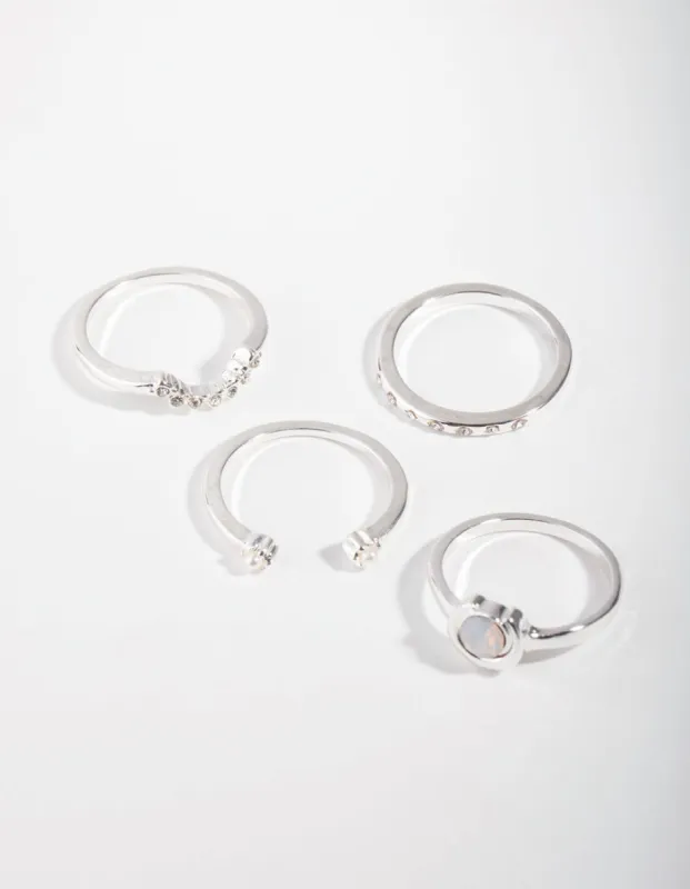 Silver Moon Ring 4-Pack sold by lovisa
