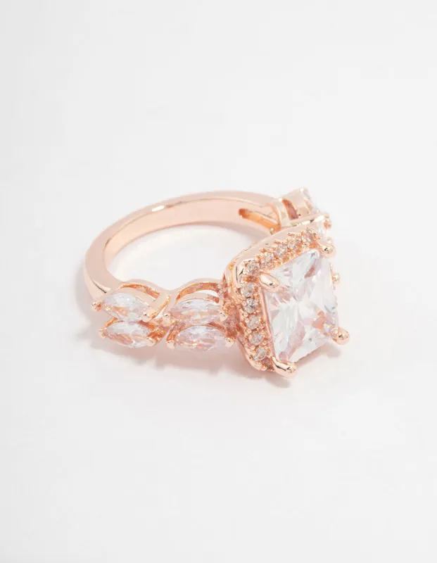 Rose Gold Eloquent Rectangular Ring sold by lovisa
