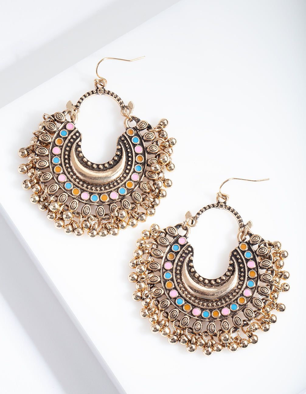 Antique Gold Colourful Disc Drop Earrings sold by lovisa