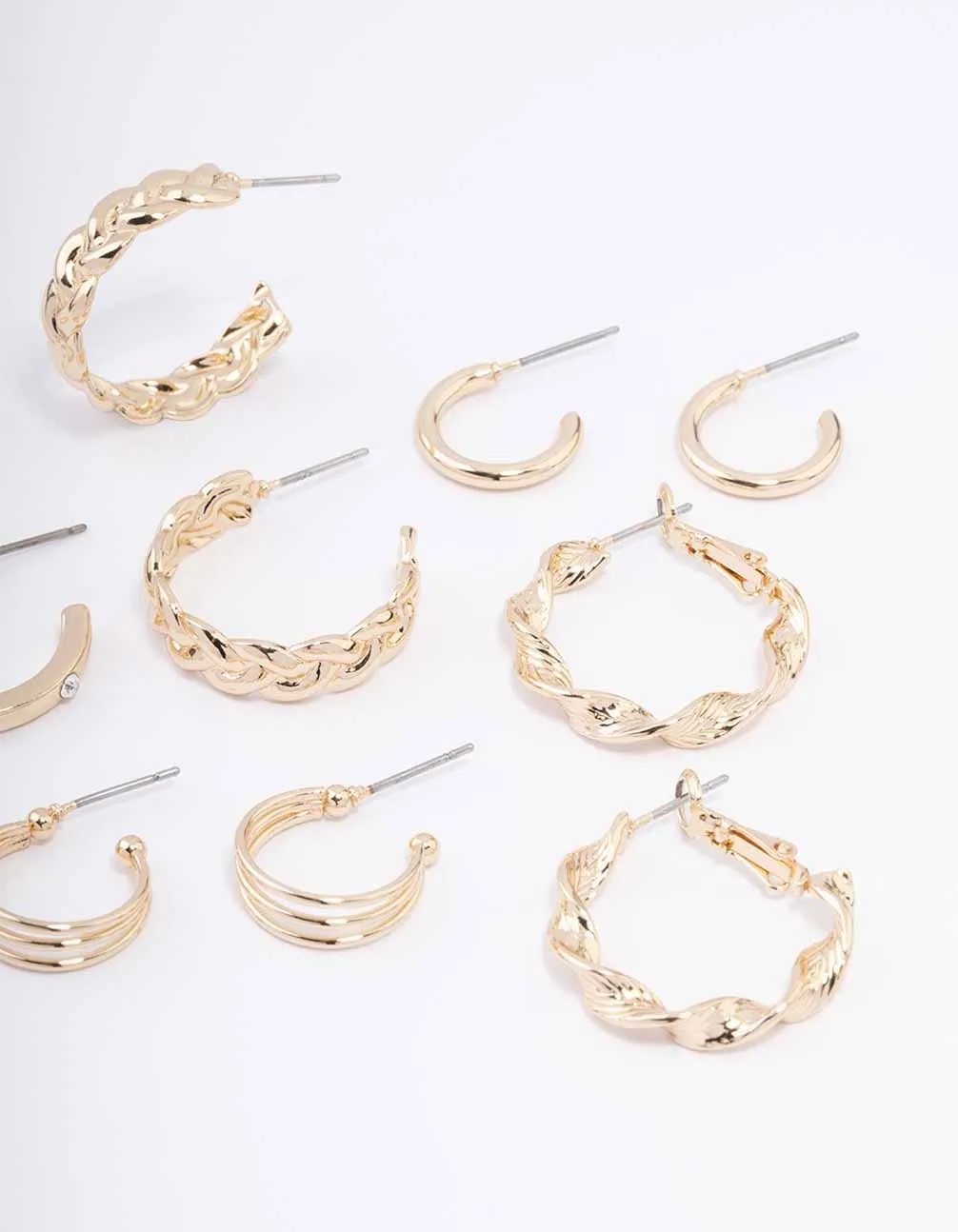 Gold Twisted Chain Hoop Earring 6-Pack sold by lovisa product image thumbnail 3
