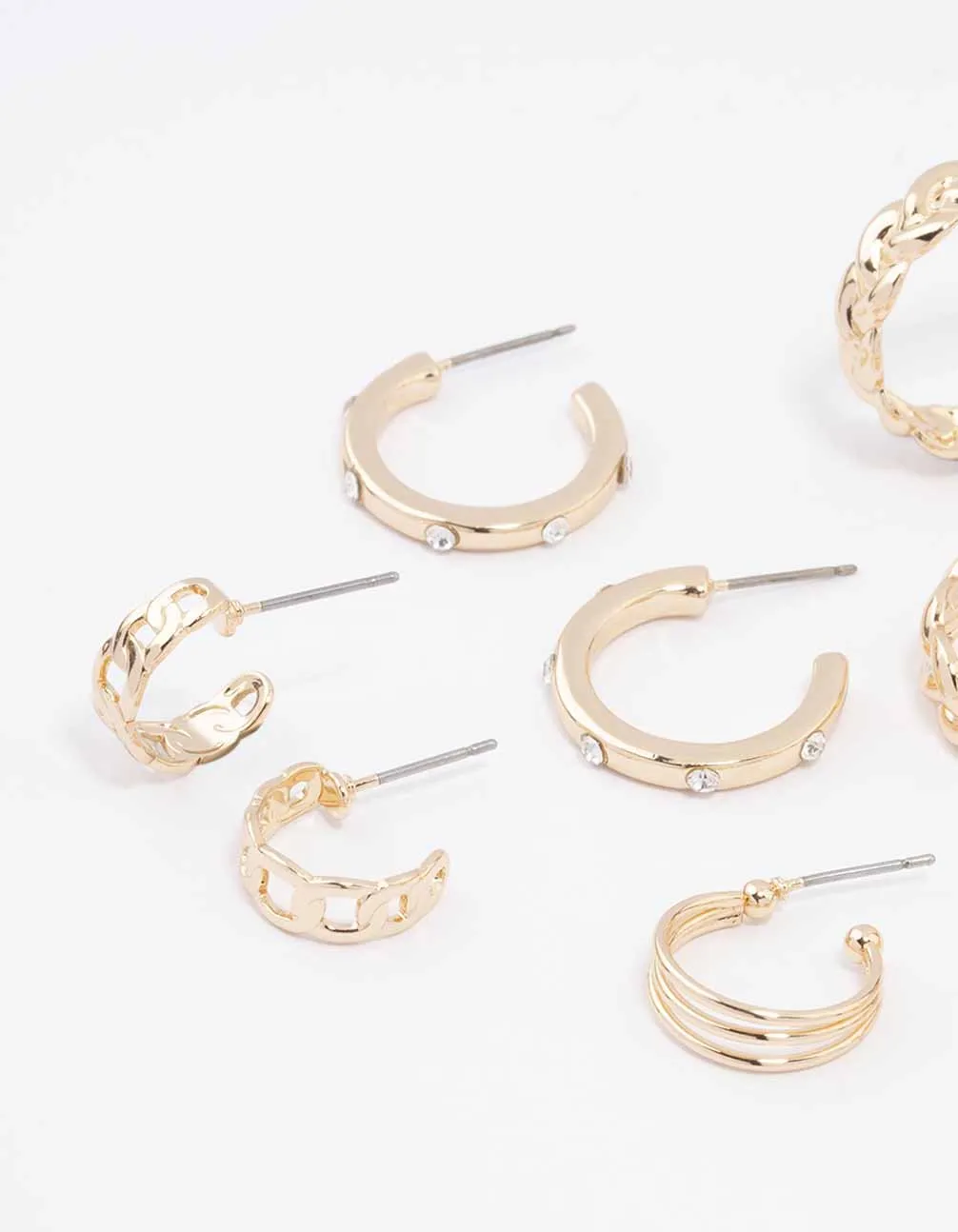 Gold Twisted Chain Hoop Earring 6-Pack sold by lovisa product image thumbnail 2