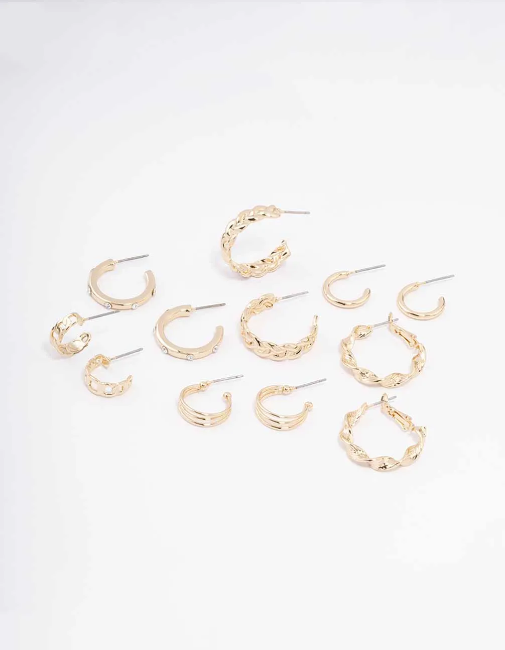 Gold Twisted Chain Hoop Earring 6-Pack sold by lovisa