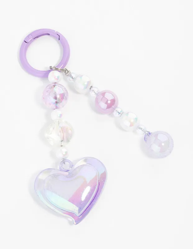 Purple  Large Heart Keychain sold by lovisa