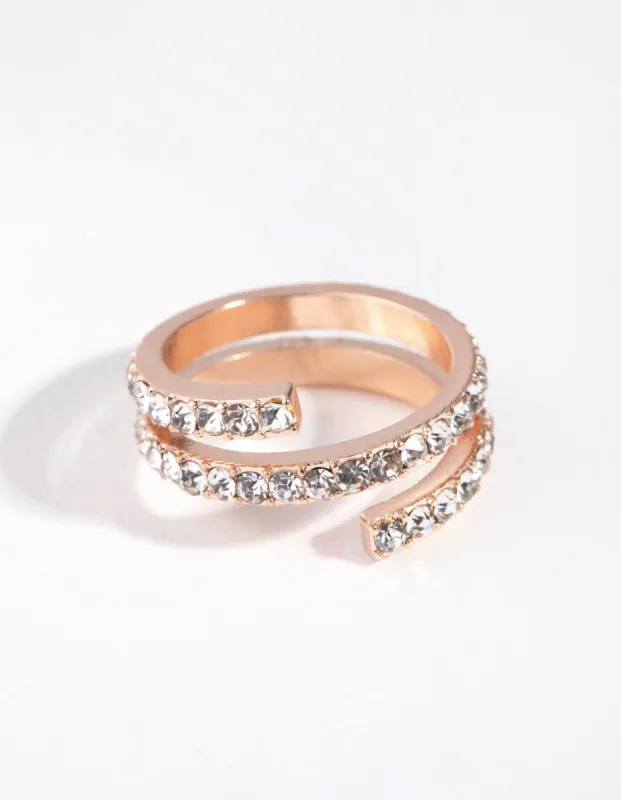 Rose Gold Crystal Twist Ring sold by lovisa