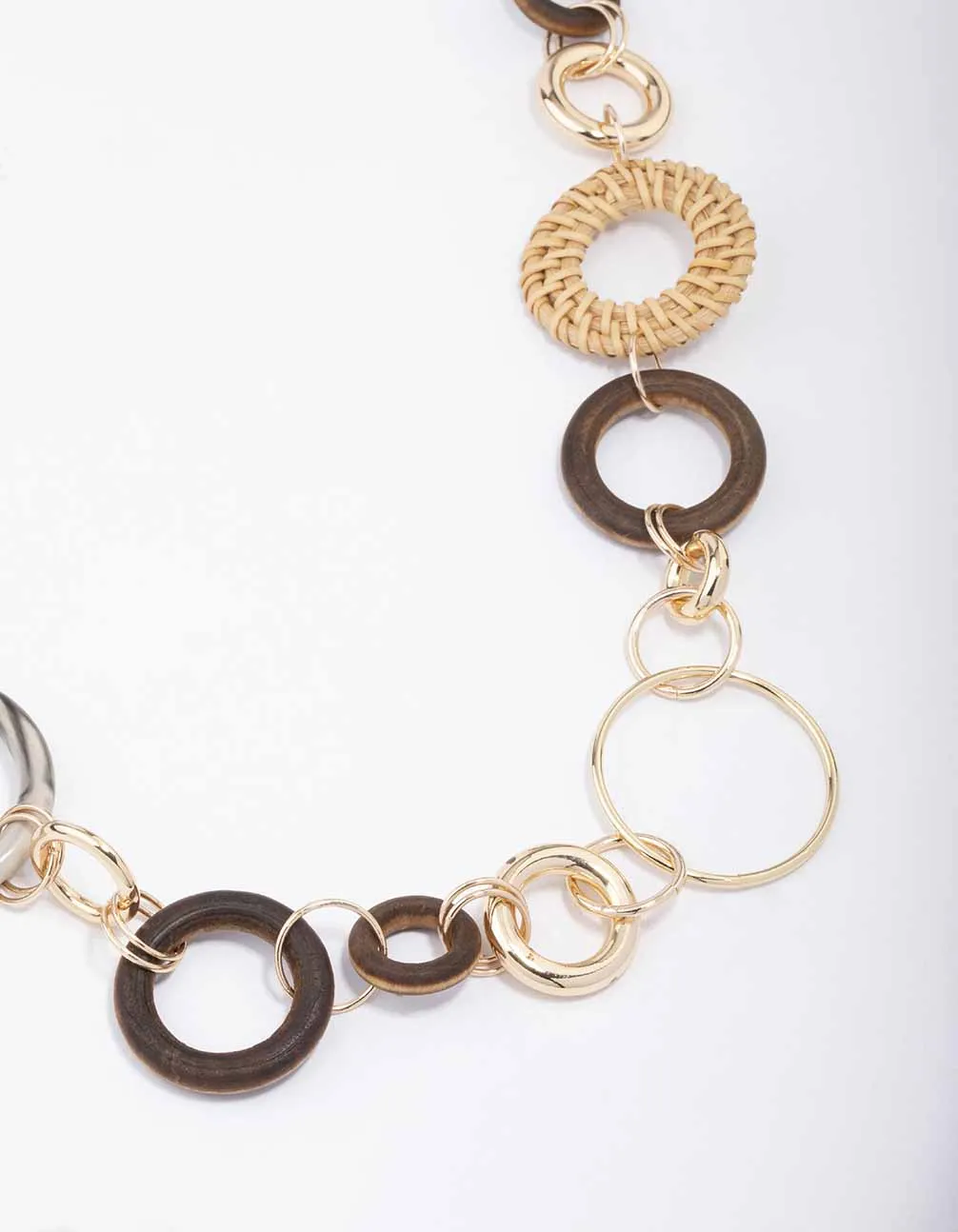 Gold Mixed Circle Chain Necklace sold by lovisa