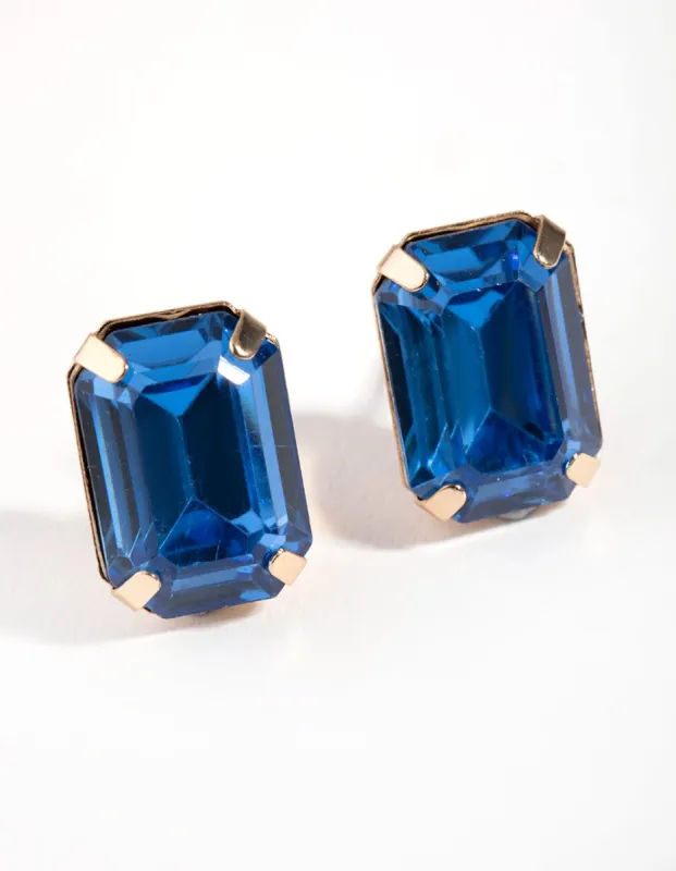 Blue Rectangular Stone Stud Earrings sold by lovisa