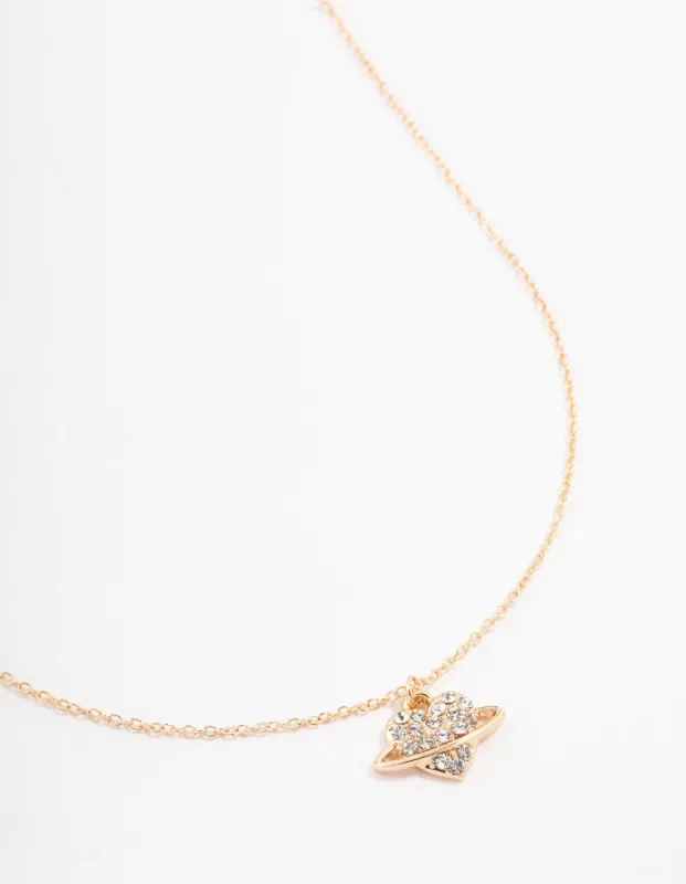 Mixed Metals Heart Planet Necklace sold by lovisa