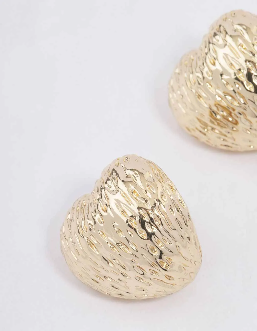 Gold Puffy Textured Heart Stud Earrings sold by lovisa product image thumbnail 2