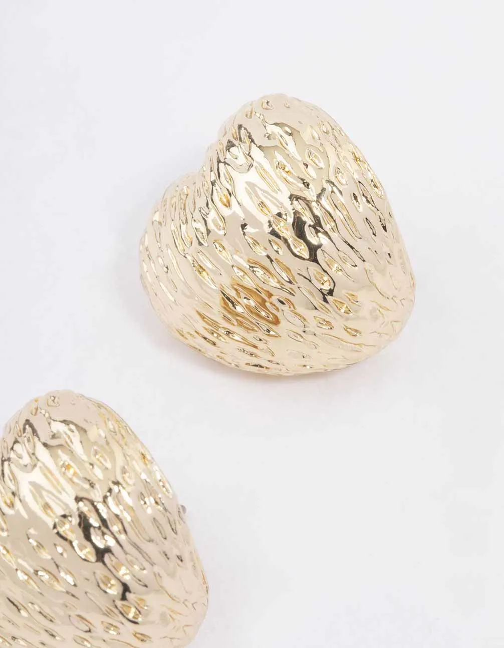Gold Puffy Textured Heart Stud Earrings sold by lovisa product image thumbnail 5