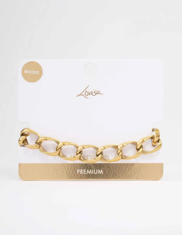 Gold Plated Stainless Steel Open Curb Chain Bracelet sold by lovisa