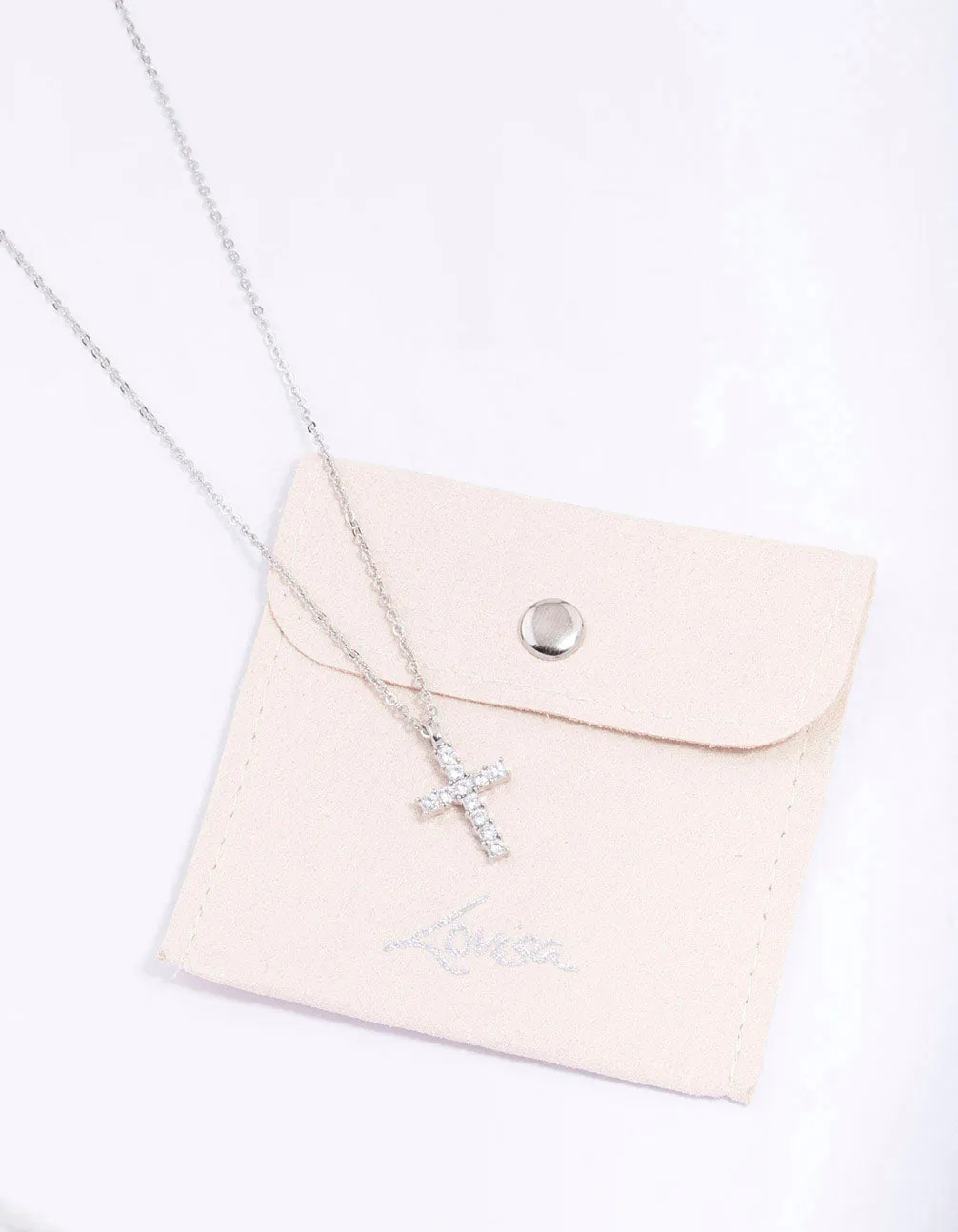 Rhodium Bezel Diamante Cross Necklace sold by lovisa product image thumbnail 3