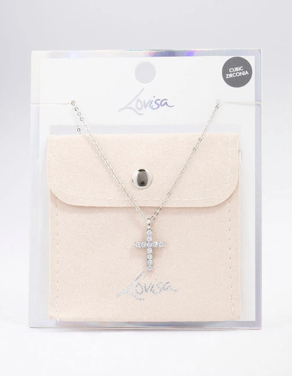 Rhodium Bezel Diamante Cross Necklace sold by lovisa product image thumbnail 2