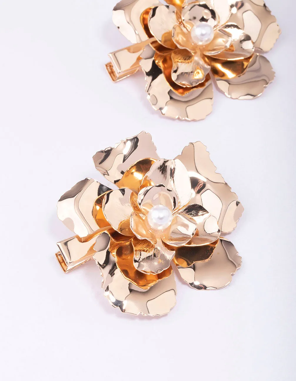 Gold Large Flower Pearl Hair Clip Pack sold by lovisa product image thumbnail 2