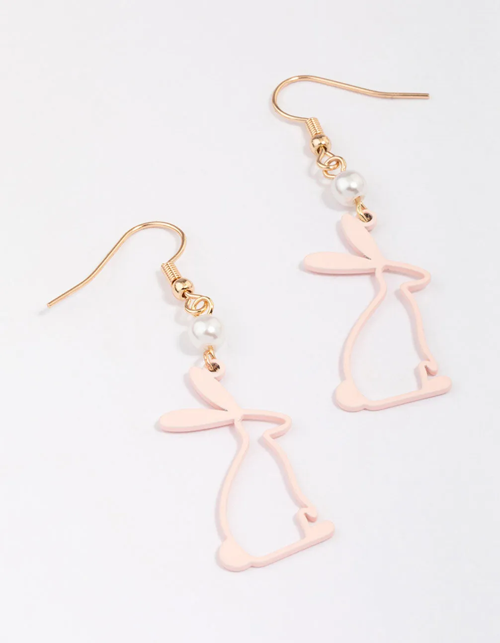 Pink Rabbit & Pearl Drop Earrings sold by lovisa