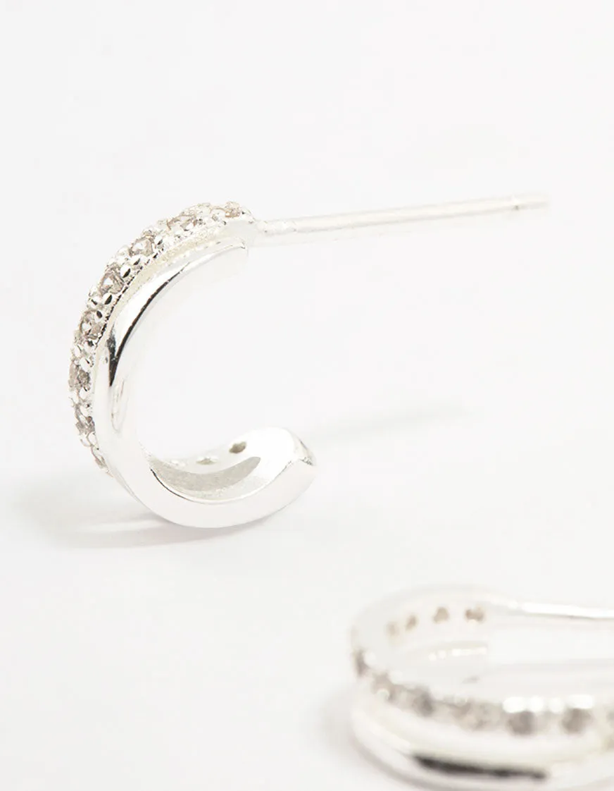 Sterling Silver Cubic Zirconia Double Hoop Earrings sold by lovisa product image thumbnail 2