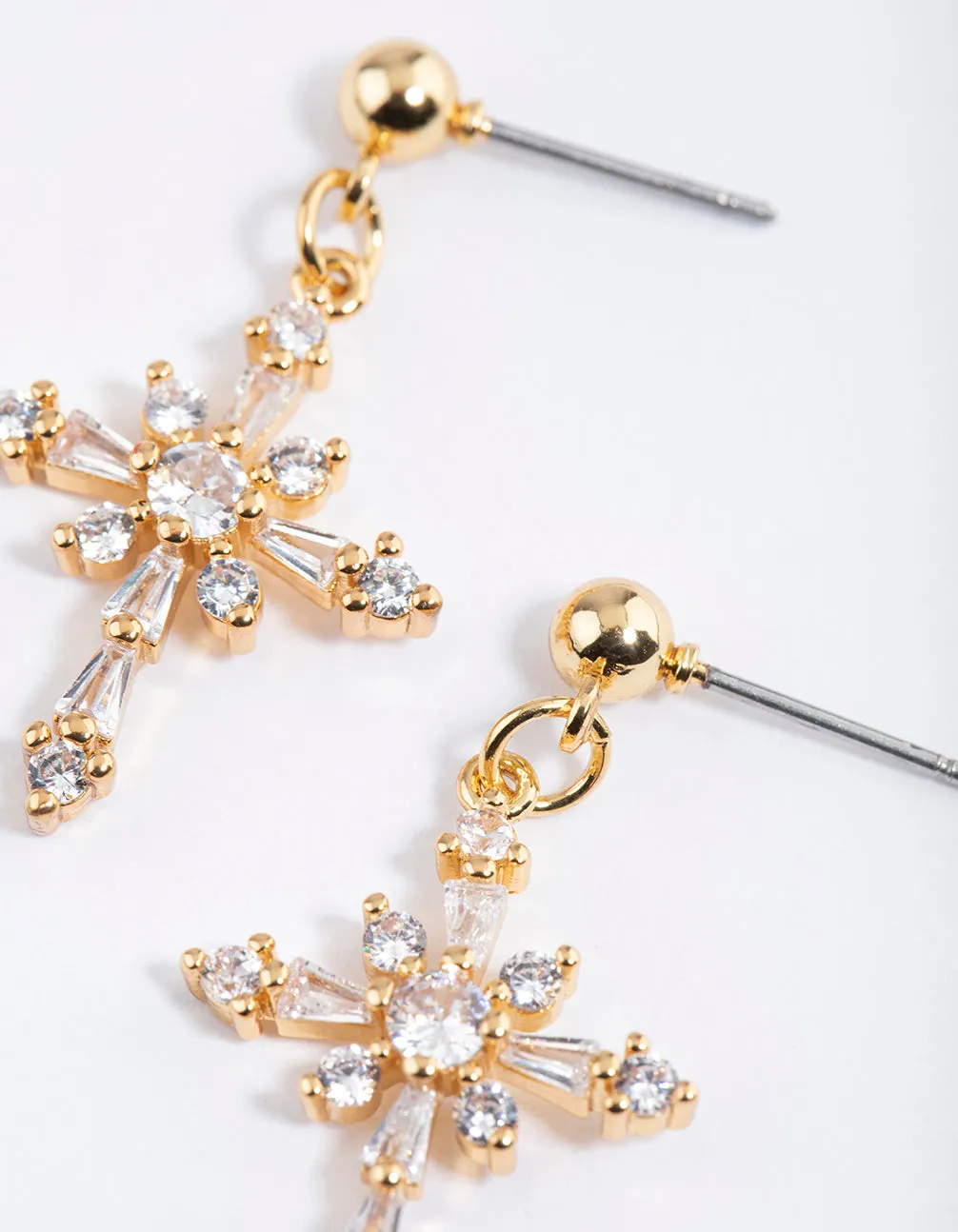Gold Plated Cubic Zirconia Ornate Cross Drop Earrings sold by lovisa product image thumbnail 2