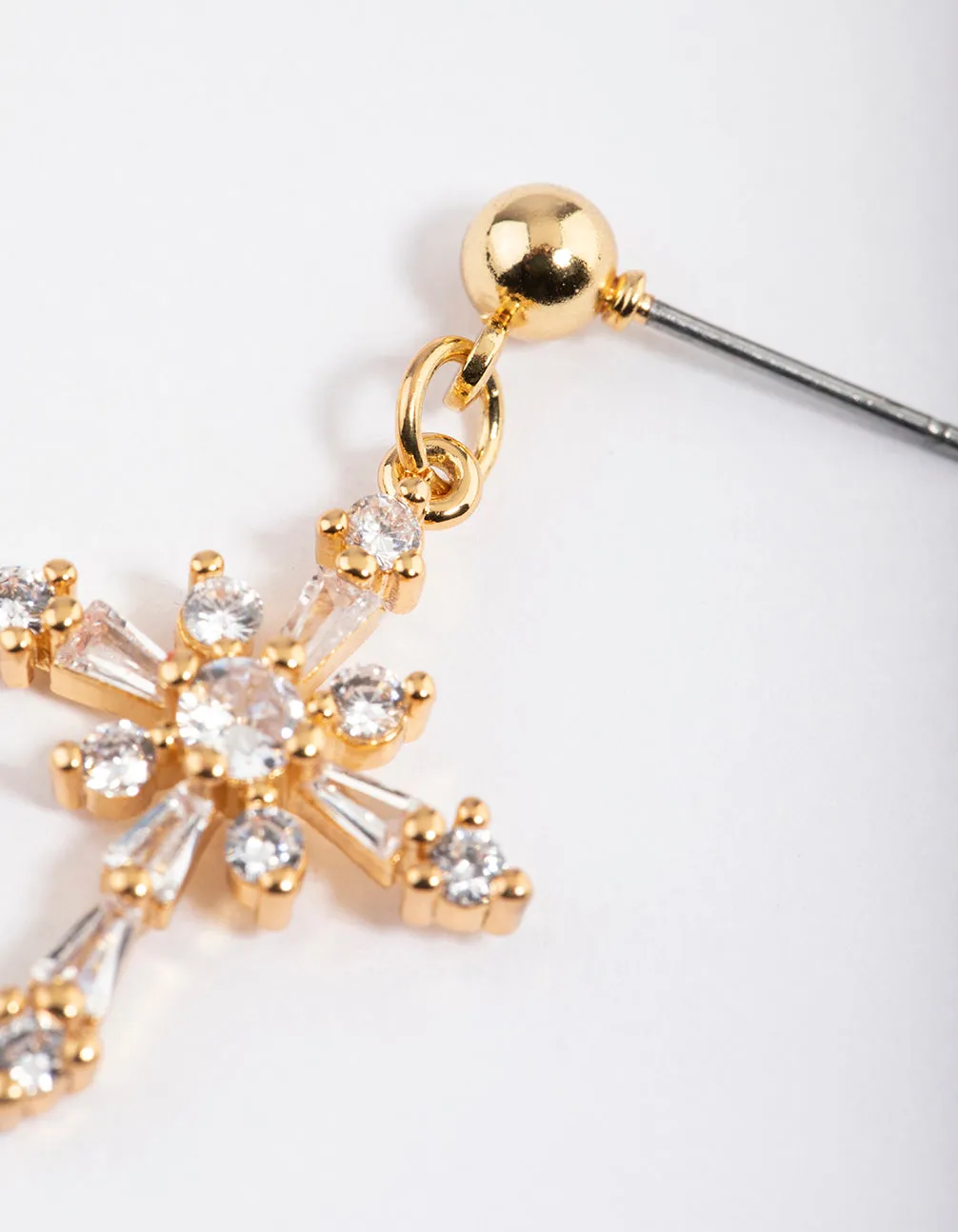 Gold Plated Cubic Zirconia Ornate Cross Drop Earrings sold by lovisa product image thumbnail 3