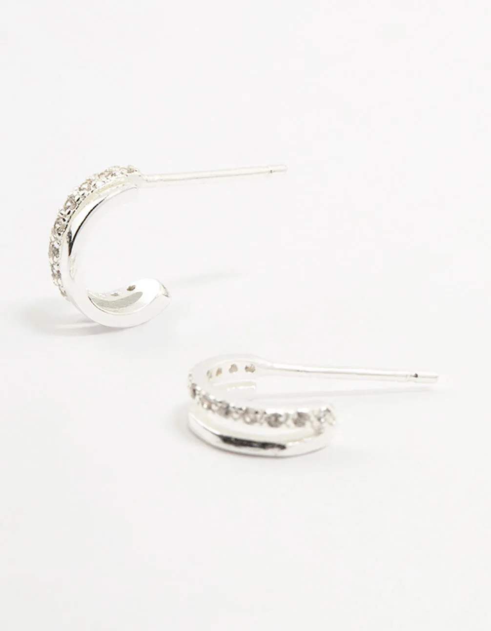 Sterling Silver Cubic Zirconia Double Hoop Earrings sold by lovisa