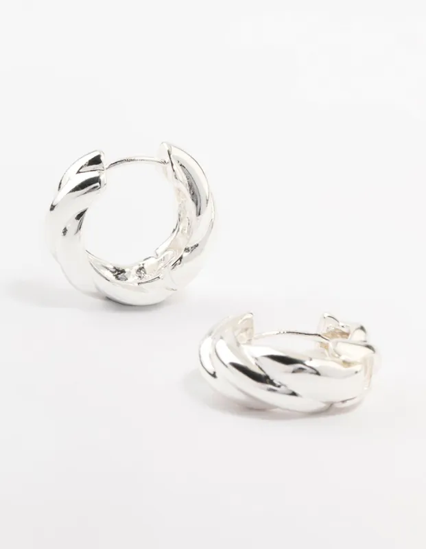 Silver Plated Twisted Hoop Earrings sold by lovisa
